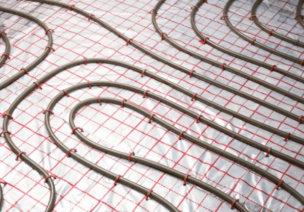 Water pipes fastened to a sheet